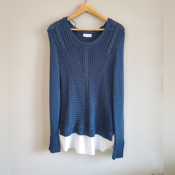 Calvin klein teal cable knit scoop neck sweater. Womens M EUC - Picture 8 of 8